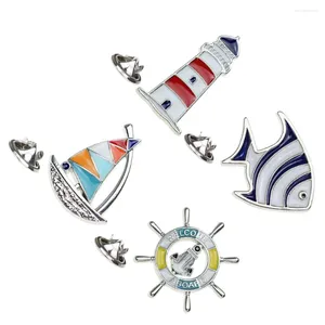 Broches 4pcs un ensemble femme créatives de style méditerranéen à voile phare de métal broche adorable collier épingle de mode accessoire