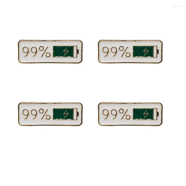 Broches 4 pcs Simples Tag Letras Esmalte Pin 99% Quantidade de Eletricidade Broche Metal Roupas Crachá Mochila Para Amigos Presentes