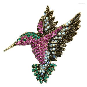 Broches 5 pièces coloré strass colibri pour femmes Animal broche corée accessoires de mode hiver manteau fête bijoux