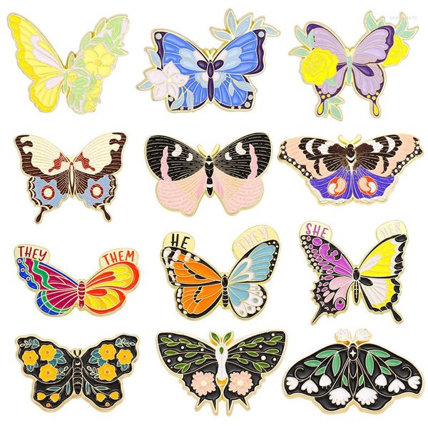 Broches 5 pièces/ensemble papillon fleur émail broche accessoires Badge revers pour vêtements sac à dos femme bijoux décoratifs broche ami