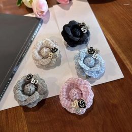 Broches 6 cm camellia bloem elegante stof kristallen corsage mode dames revers pins