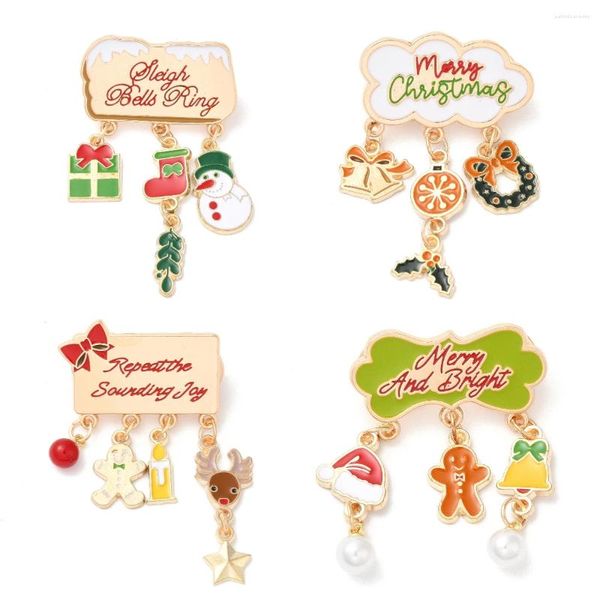 Broches 6pcs lindos pasillos de esmalte de Navidad