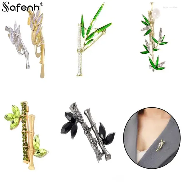 Broches 6styles Elegant Retro Plante Lucky Bamboo Shape Brooch Broch pour femmes accessoires de sécurité en collier bijoux Clipbrooch