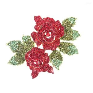 Broches 70 mm bling rood kristal roos bloem broche strass pin voor dames