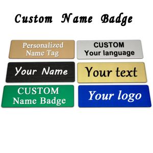 Broches 7x2cm grave votre logo Plaque de texte Personnalisez l'insigne Personnalisez Brooch Broch Broch Broch Double-Side Tache ID Board Nom Boîte