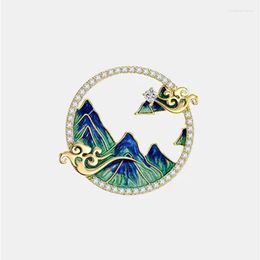 Broches Een panorama van rivieren en bergen broche winter fashion pin accessoires jaar decoratie hoge kwaliteit