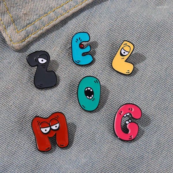 Broches A-Z Lettre émail broche anglaise alphabet 26 lettres dessin animé mignon pour ami gamins enfants bijoux de bijoux de fête