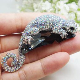 Broches AB Clear Crystal Fashion Gecko Chameleon Pendant Party Brooch Pin Cadeaux