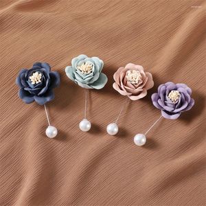 Broches en tissu esthétique, Imitation de Rose, décoration de perles pour femmes, pull, Cardigan, Clip, manteau, broches, accessoires bijoux