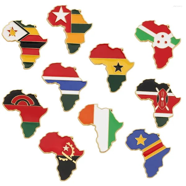 Broches carte de l'afrique, Badge, épingle à revers, drapeau africain, Angola, Kenya, Malawi, gambie, Burundi, Ghana, Zimbabwe, accessoires bijoux