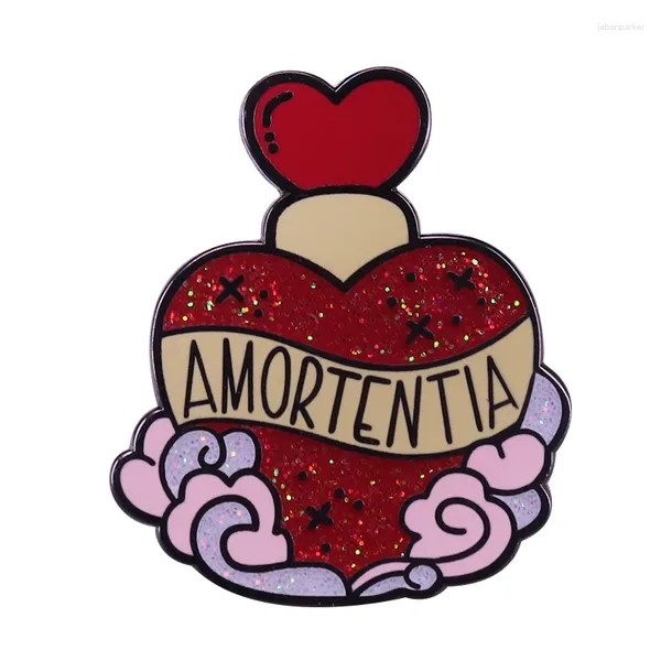 Broches amortentia love potion broche coeur en forme de bouteille de paille