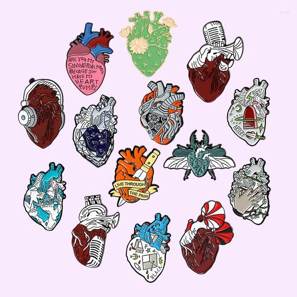 Broches en émail série cœur humain anatomique, musique Steampunk pour hommes, Badge gothique à revers, bijoux en métal, cadeau, vente en gros