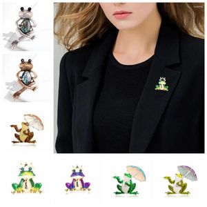 Broches Animal Crown Frog Broche Creative Drop Oil Zink Alloy Koreaanse stijl Rijn Oid -kantoor