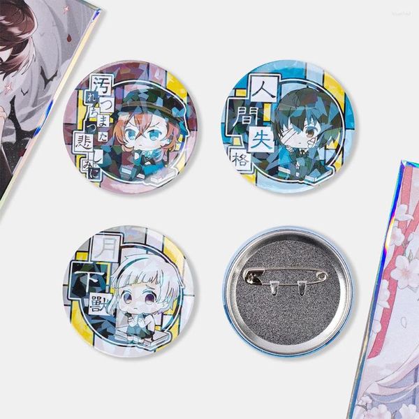Broches Anime Bungo chiens errants Dazai Osamu Nakahara Chuya épinglettes dessin animé Cosplay Badge sac à dos bijoux ami cadeaux