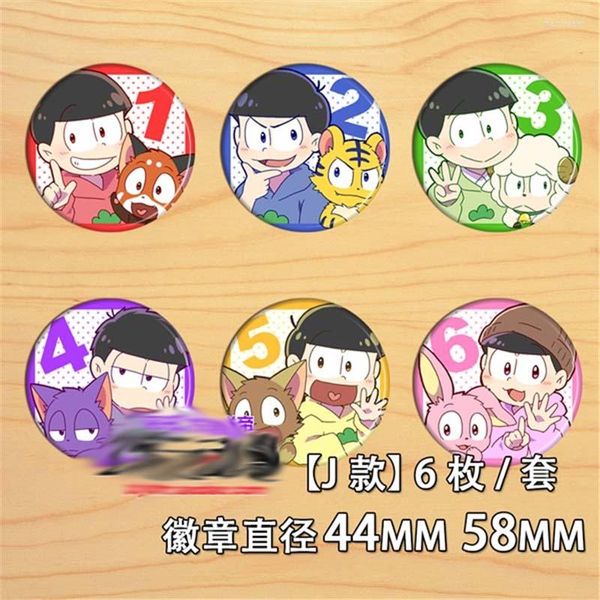 Broches de dibujos animados de Anime Osomatsu-san, broche con insignia, pines para mochila, accesorios de Cosplay, colección de decoración, regalo para niño y niña, 6 uds.