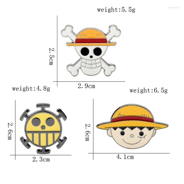 Broches Anime une pièce singe D Luffy crâne émail épinglettes vêtements sac à dos Badge Denim veste chemise bijoux hommes femmes cadeau