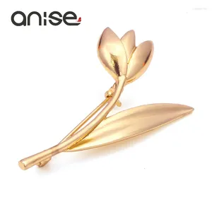 Brooches Anise Elegant Metal Ally Orchid Flower Brooch broches Lady Gold Silver Color Business Clothing For Women Fashion Bijoux