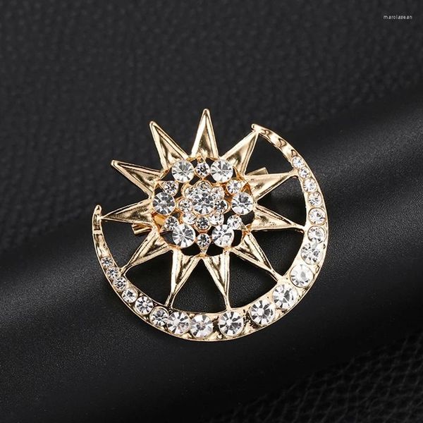 Broches Llegada Estrella Y Luna De Diamantes De Imitación Para Mujeres O Hombres Broche De Cristal De Circón Cúbico Completo