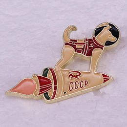 Broches d'astronaute Laika, chien spatial CCCP Union soviétique urss, Badge en émail, bijoux