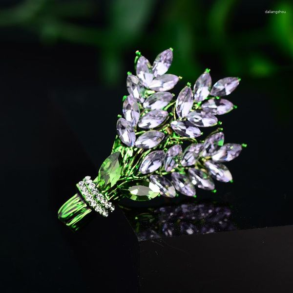 Broches autrichiennes violet cristal lavande blé broche broche bijoux de luxe été doux tempérament fleur Corsage