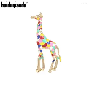 Broches Baiduqiandu Kleurrijke Emaille Giraffe Voor Vrouwen Schattige Dieren Pins Kleding Tas Of Hoeden Ornament Sieraden Geschenken