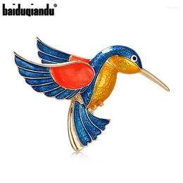 Broches Baiduqiandu Roodblauw Emaille Kolibrie Voor Vrouwen Leuke Vogel Stijl Sieraden Dier Broche Pin Hoge Kwaliteit Goed Cadeau