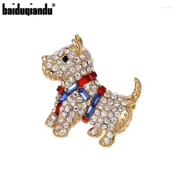 Broches Baiduqiandu Brillantes Diamantes De Imitación Perro Pequeño Animal Ropa Joyería