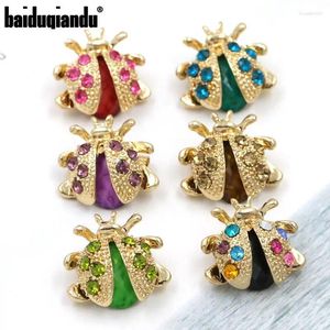 Broches Marca Baiquqiandu Lote de 10 piezas de diamantes de imitación de cristal broche de mariquita pequeña para mujer vestido Hijab joyería decorativa