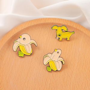 Broches Banaan Emaille Pins Leuke Cartoon Fruit Met Verscheidenheid Van Poses Broche Grappige Badge Voor Kinderen Jas Rugzak Sieraden geschenken Groothandel