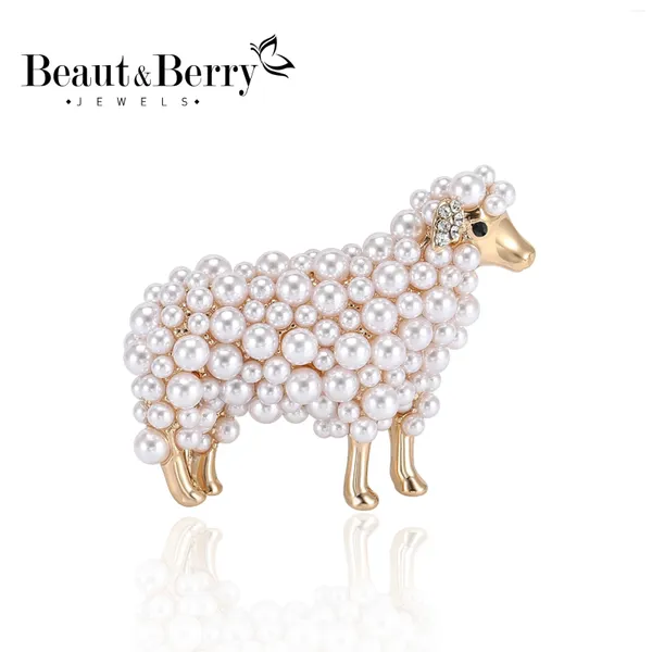 Broches BeautBerry mode Imitation perle mouton unisexe 3 couleurs animaux broches bureau fête décontracté accessoires cadeaux