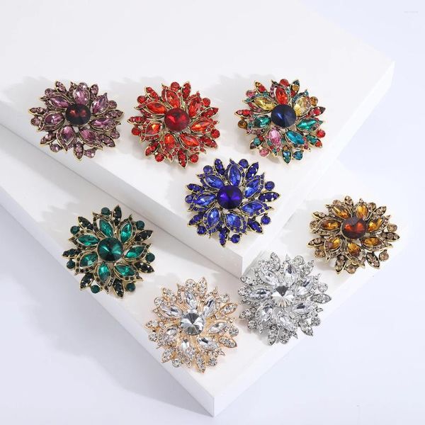 Broches BeautBerry à la mode grande fleur en strass 8 couleurs pour les femmes de luxe bureau fête épingles décontractées bijoux accessoires cadeaux