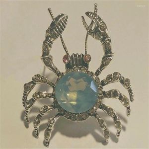 Broches magnifique crabe de mer de Neptune, verre opale cristal Horoscope signe étoile broche