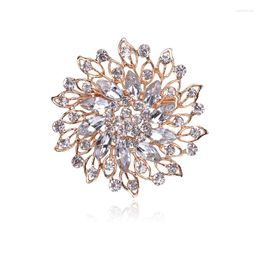 Broches Flor grande de diamantes de imitación para mujer Unisex 2 colores Broche de fiesta brillante hermoso Pin Regalos