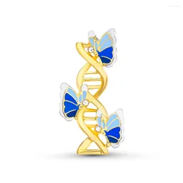 Broches Biologie Dna Broche Mode Mooie Inlay Vlinder Vergulde Legering Pin Wetenschap Sieraden Accessoires
