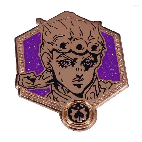 Broches Bizarre Adventure Golden Giorno Giovanna Badge amantes del Anime japonés chaquetas maravillosas decoración de mochila