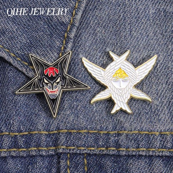 Broches de estrella blanca y negra, Pin esmaltado de animales, insignia de Anime, regalo para amigos, mochila, suéter, joyería, accesorios de solapa personalizados, venta al por mayor