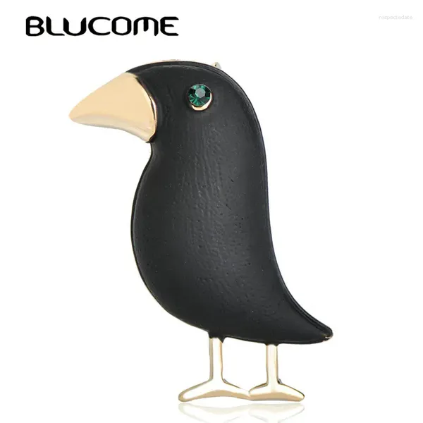 Broches Blucome Black Crow Brooch Ematel Bird Corsage Men Femmes Kid Kids Suit Robe Collier Pins Animal Écharpe Boucles