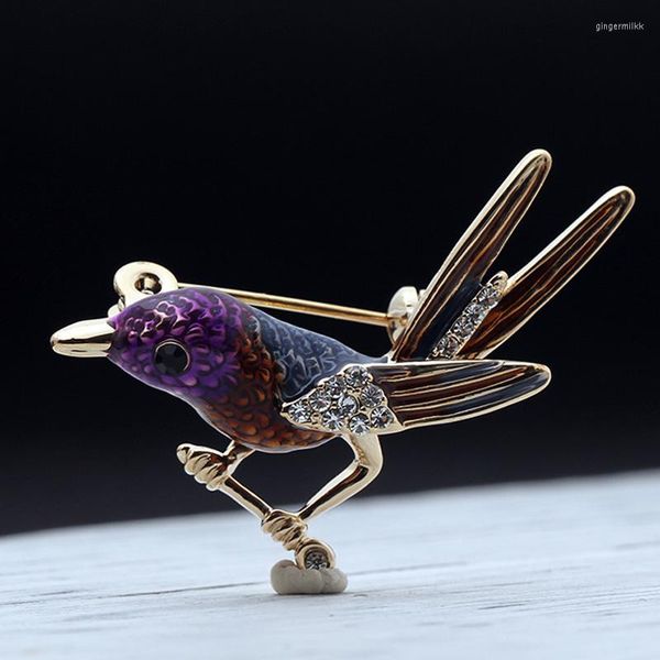 Broches Blucome coloré émail dessin animé oiseaux broche pour femmes hommes bijoux parfait petit Corsage accessoires marque strass