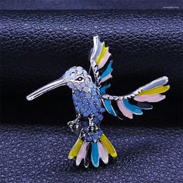 Broches Blauwe Kolibrie Strass Vogel Corsage Elegante Breastpin Vintage Broche Pins Sieraden Cadeau Kleding Accessoires X7533S