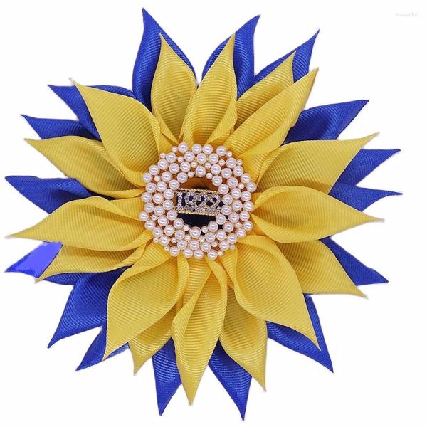 Broches bleu jaune sororité perle strass 1922 broche dame grecque Sigma Gamma Rho Corsage bijoux