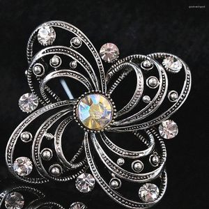 Broches bohême grande fleur broche perles de cristal blanc couleur argent mode femmes broches antiques bijoux cadeaux pour B1215