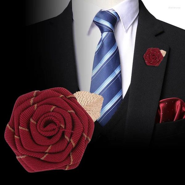 Broches broche de mariage britannique pour hommes coréen rouge Rose fleur Corsage mode hommes femmes costume d'affaires chemise col broches