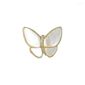 Broches cocon cassé papillon fritillaire naturel, coquille féminine, haut de gamme, élégant, accessoires de costume d'affaires, Pin Tide