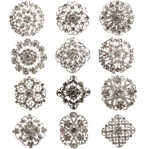 Broches broche broche strass cristal fleur broches pour mariage fête nuptiale rond Bouquet bricolage strass accessoires fête