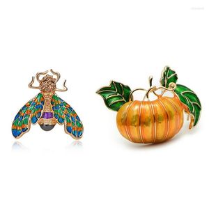 Broche Bumble Bee Cristal Broche Broche Coloré Halloween Citrouille Alliage Vert Feuilles Orange Émail Femme