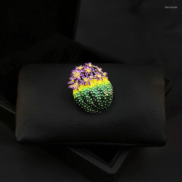 Broches Cactus Plante Émail Broche Vêtements Mignons Boucle Ardillon Accessoires Mode All-Match Corsage Pour Femmes Costume Strass Bijoux Cadeaux