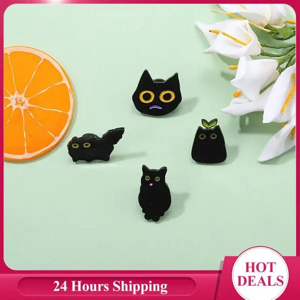 Broches de dibujos animados de animales, lindos gatos negros, alfileres esmaltados, bolsa, insignias de Metal, Pin creativo de moda, joyería, regalo para niños