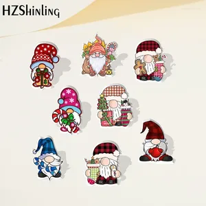 Broches cartoon dieren Merry Christmas Gnomes Patroon Acryl Rapel Pin Resin Epoxy Pins Fashion Jewelry Accessoires