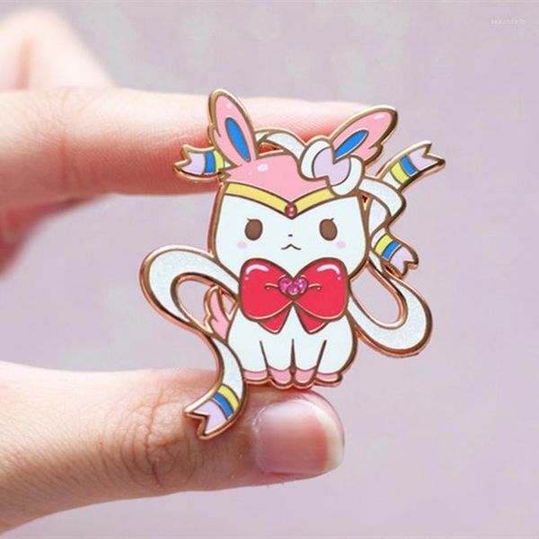 Broches dessin animé Anime mignon belle fille lune arc Sylveon émail Badge broche épinglette hommes femmes bijoux cadeaux pour enfants