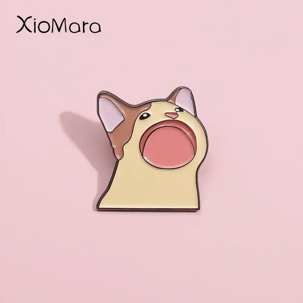 Broches en émail de chat de dessin animé, Badges de revers à bouche ouverte, chaton drôle personnalisé, Animal mignon Kawaii, bijoux cadeau pour enfants amis